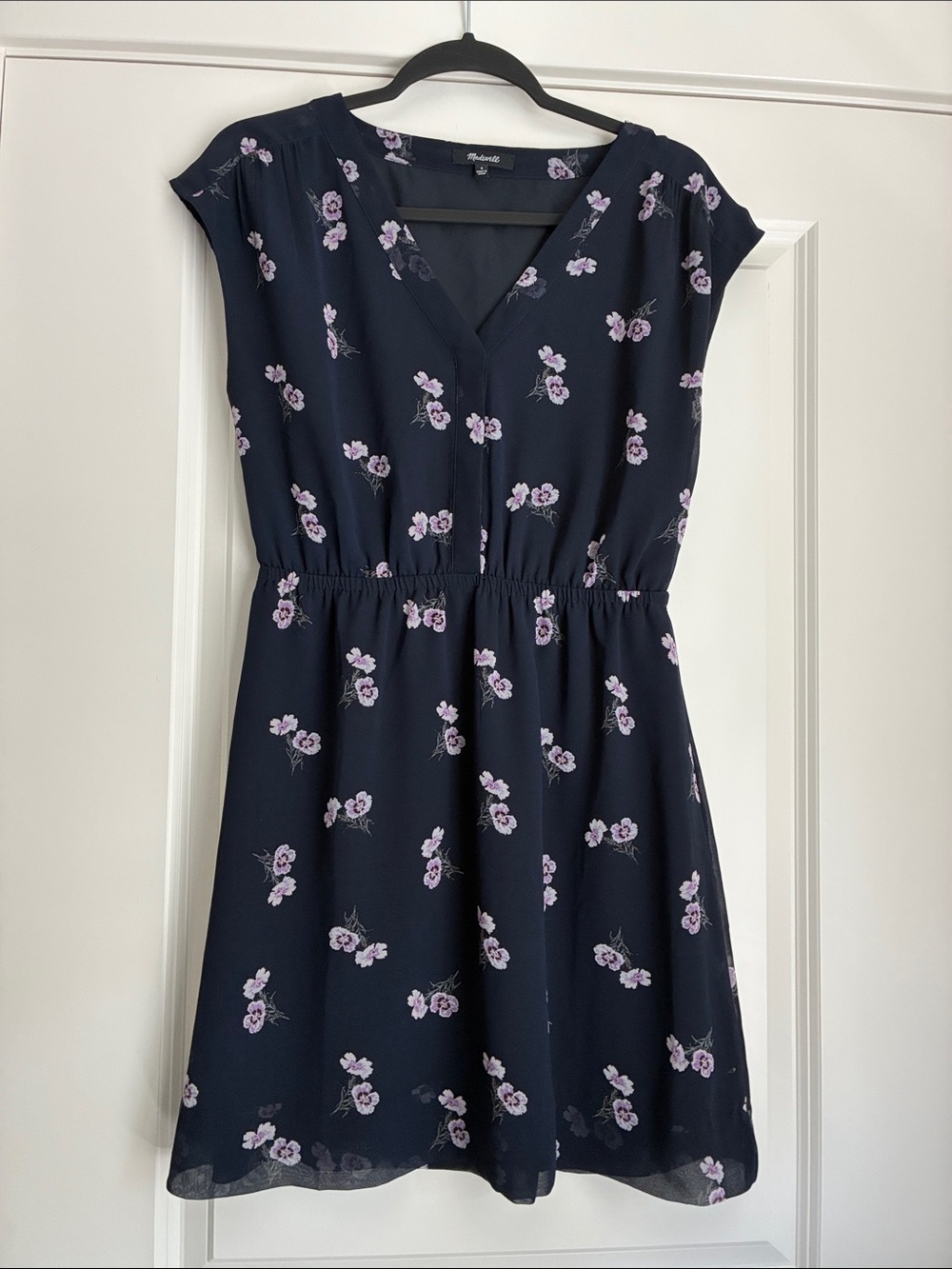 Madewell Navy Mini Dress with Lavender Floral Print